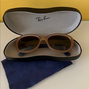 Ray-Ban RB4198 Highstreet Women's Sunglasses with Brown Frame and Blue Arms